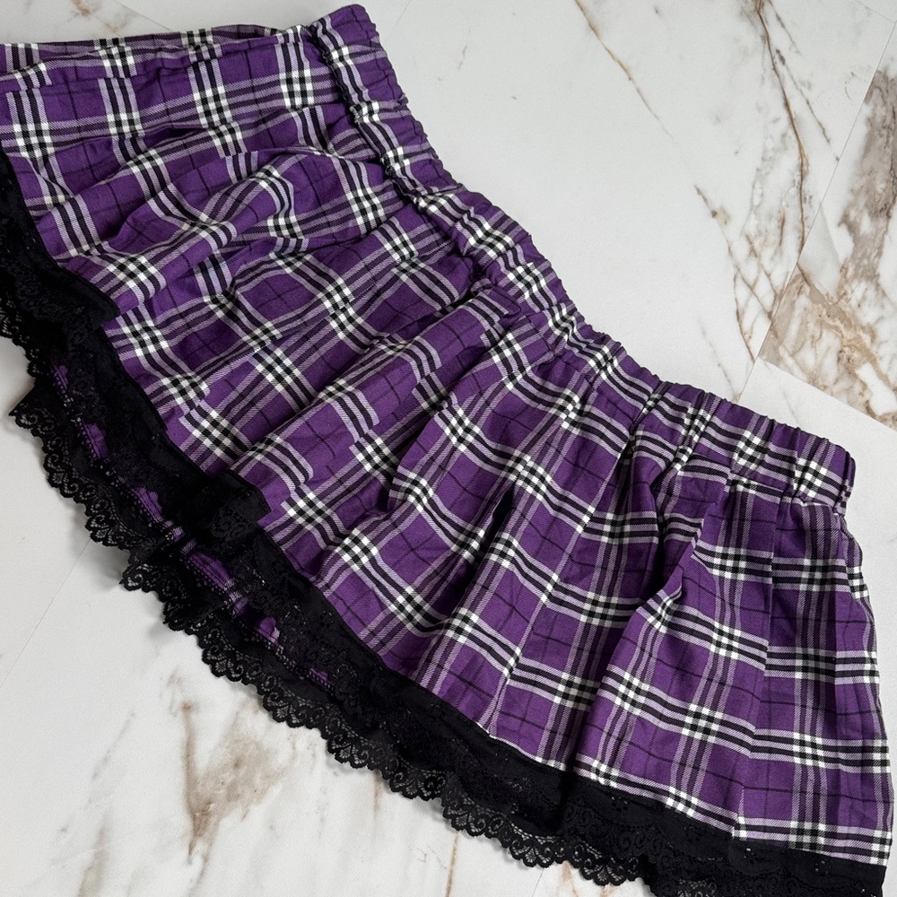 NWT Avidlove Pleated Plaid Mini Skirt Sz 18W Sexy Lace Trim Y2K Grunge Punk